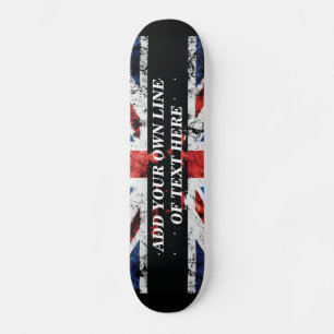 Voeg jouw tekst op het Engelse vlag Sierkussen toe Skateboard