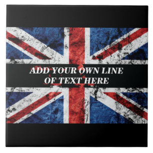 Voeg jouw tekst op het Engelse vlag Sierkussen toe Tegeltje