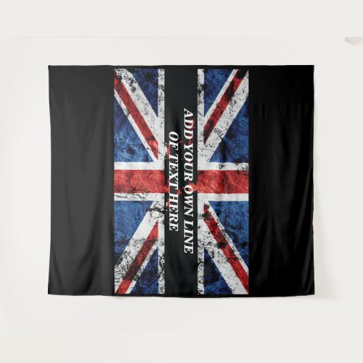 Voeg jouw tekst op het Engelse vlag Sierkussen toe Wandkleed (Voorkant (horizontaal))