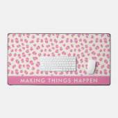 Voeg Jouw tekst Pink Leopard Pattern Desk Mat toe (Keyboard & Muis)