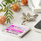 Voeg jouw tekst Premium Square Sleutelhanger toe (Zijkant)