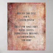 Voeg Jouw tekst Quote Grunge Textured Rust Graphic Poster (Voorkant)