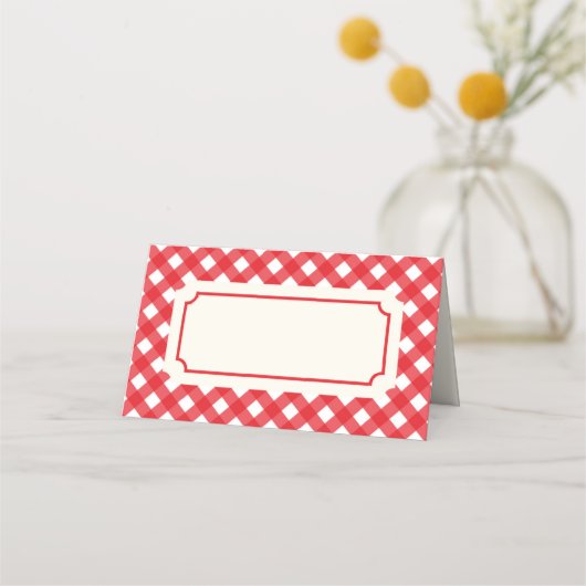 Voeg Jouw tekst Red Gingham toe met Red Border (Voorkant)