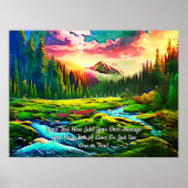 Voeg Jouw tekst toe, Fantasy Mountain Stream bij S Poster (Voorkant)