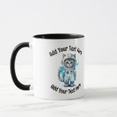 Voeg Jouw tekst Whimsical Astronaut Cat Coffee toe Mok (Links)