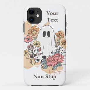 Voeg jouw tekst White ghost in de tuin Cartoon iPhone 11 Hoesje