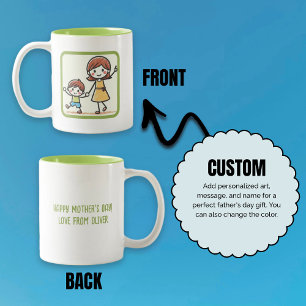 Voeg Kind's artwork Moederdag gepersonaliseerd toe Tweekleurige Koffiemok