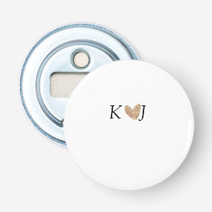 Voeg koppel naam letter trouw gouden hart glitters button flesopener