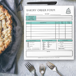 Voeg Logo Bakery Business Mint Green bestelformuli Notitieblok