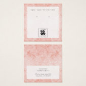 Voeg Logo Blush roze Glitter Marble Earning Displa Vierkante Visitekaartjes (Voorkant /achterkant)