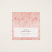 Voeg Logo Blush roze Glitter Marble Earning Displa Vierkante Visitekaartjes (Achterkant)