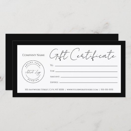 Voeg Logo Cadeaubon Sjabloon toe (Voorkant / Achterkant)