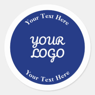 Voeg Logo Donker Marineblauw & Wit met Rand toe Ronde Sticker