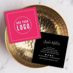 Voeg Logo Editable Color White Border Social Media Vierkante Visitekaartje