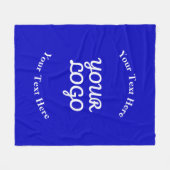 Voeg Logo Editable Royal Blue & White Text toe Fleece Deken (Voorkant (Horizontaal))