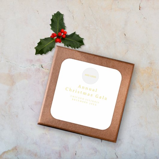 Voeg Logo Elegant Gold White Custom Text toe Vierkante Sticker