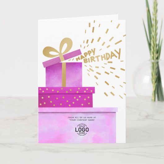 Voeg Logo Fun Gifts Happy Birthday Boxes Business Kaart (Voorkant)