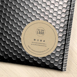 Voeg Logo Grijze rand Sociale Media Branding Kraft Ronde Sticker