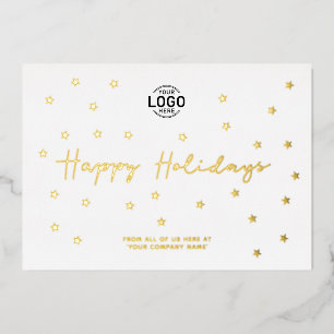 Voeg Logo Minimalistisch Gouden Sterren Zakelijke Folie Uitnodiging