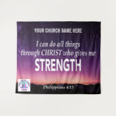 VOEG LOGO Phil 4:13 TOE IK KAN ALLE DINGEN Church Wandkleed (Voorkant (horizontaal))