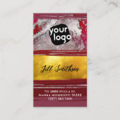 Voeg Logo QR-code en sociale media Bordeaux Red Go Visitekaartje (Voorkant)