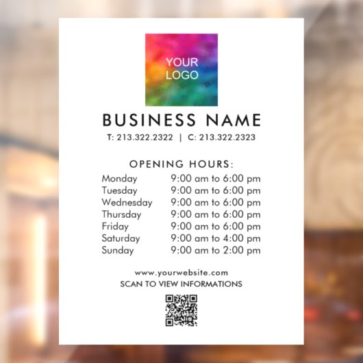 Voeg Logo QR Code Telefoonnummer Scan prijslijsten Raamsticker (Vel 2)