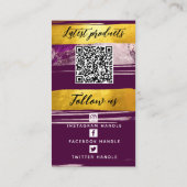 Voeg Logo & QR-code toe Modern Gold Paars, speciaa Visitekaartje (Achterkant)