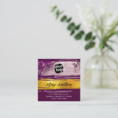 Voeg logo & QR-code toe Modern Goud Paars Geperson Vierkante Visitekaartje (Staand voorkant)