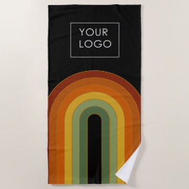 Voeg Logo Retro Seventies Rainbow Black toe aan be Strandlaken