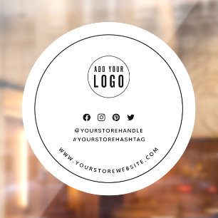 Voeg Logo Round Black Border Social Media Branding Raamsticker