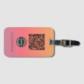 Voeg Logo Roze Ombre QR-code Zakelijk toe Bagagelabel (Voorkant (horizontaal))