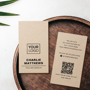 Voeg logo sociale media QR Kraft paper visitekaart Visitekaartje