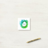 Voeg monogram roze groene kerstkrans toe post-it® notes (Op bureau)