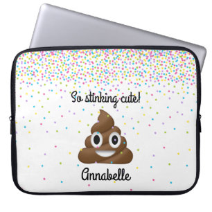 Voeg Naam aan Gepersonaliseerde Poop Emoji toe Laptop Sleeve