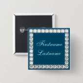 Voeg naam-aanpasbaar ruitblauw toe vierkante button 5,1 cm (Voorkant /achterkant)