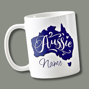 Voeg Naam - Aussie op Australië Kaart Koffiemok