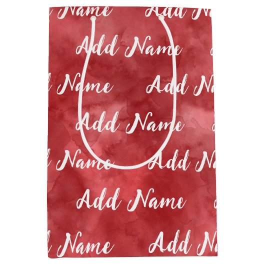 Voeg Naam Custom Rode Aquarel Toe Medium Cadeauzakje (Voorkant)