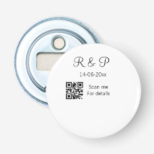 Voeg naam datum jaar QR-code van het stel hier toe Button Flesopener