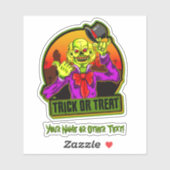 Voeg Naam, de Gele Kleur van de Scary, Pet, Trick  Sticker (Vel)