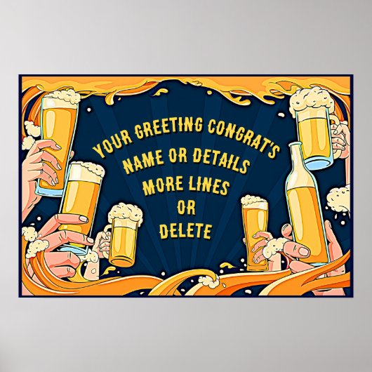 Voeg NAAM Details Gefeliciteerd Verjaardag Bier Poster (Voorkant)