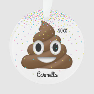 Voeg Naam en Jaar aan Gepersonaliseerde Poop Emoji Ornament