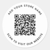 Voeg Naam en Uw QR-code van uw bedrijfswebsite toe Ronde Sticker (Voorkant)