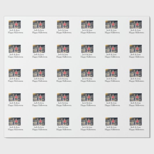 voeg naam foto tekst Halloween kinder meisje jonge Cadeaupapier (Vlak)