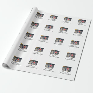 voeg naam foto tekst Halloween kinder meisje jonge Cadeaupapier