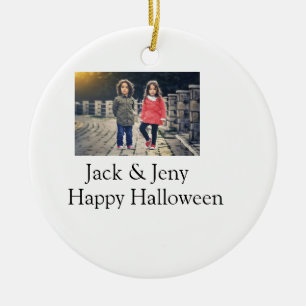 voeg naam foto tekst Halloween kinder meisje jonge Keramisch Ornament