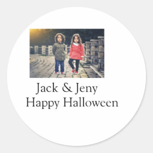 voeg naam foto tekst Halloween kinder meisje jonge Ronde Sticker