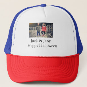 voeg naam foto tekst Halloween kinder meisje jonge Trucker Pet