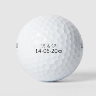 Voeg naam koppel monogram toe datum jaar huwelijks golfballen