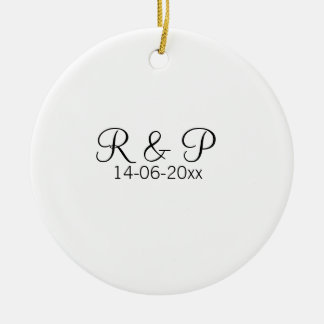 Voeg naam koppel monogram toe datum jaar huwelijks keramisch ornament