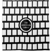 Voeg Naam of Initialen Matig Zwart-wit toe Douchegordijn (Voorkant)